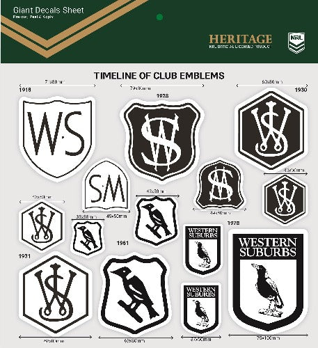 Western Suburbs Magpies Club Logos Sticker Sheet