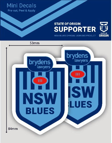 NSW Blues Car Stickers Mini  (2pk)