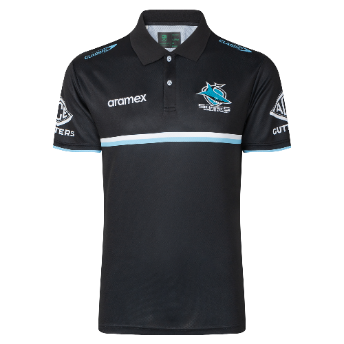 Cronulla Sharks 2023 Mens Players Media Polo - Black