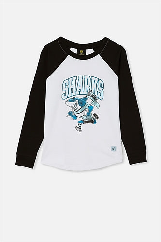 Cronulla Sharks Kids Raglan Shirt - Long Sleeve