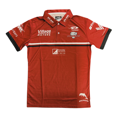 Redcliffe Dolphins 2024 Mens Players Polo - Red