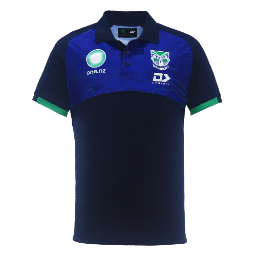 NZ Warriors 2024 Mens Players Media Polo - Blue