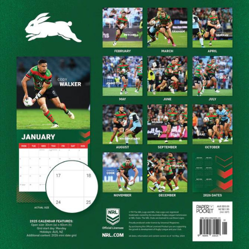 2025 South Sydney Rabbitohs Calendar