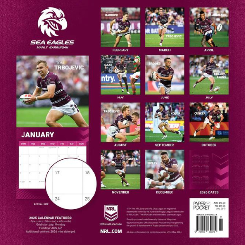 2025 Manly Sea Eagles Calendar