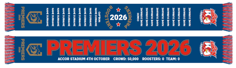 *PRE ORDER 6/11* Sydney Roosters 2026 Premiers Scarf