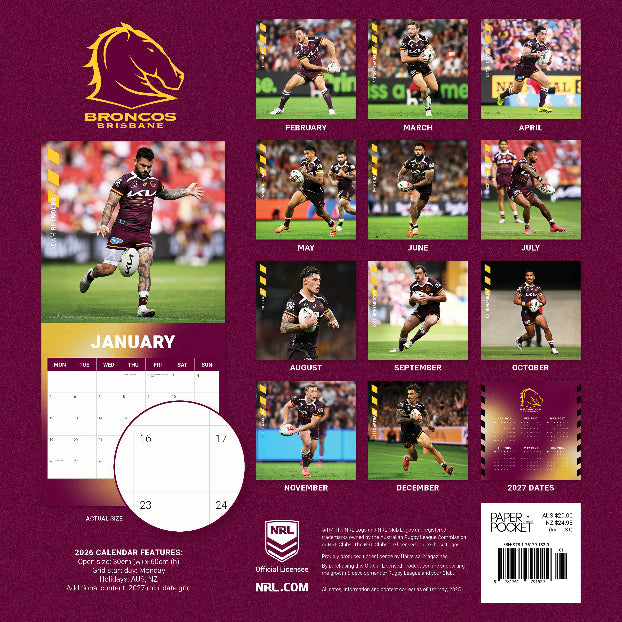 2026 Brisbane Broncos Calendar