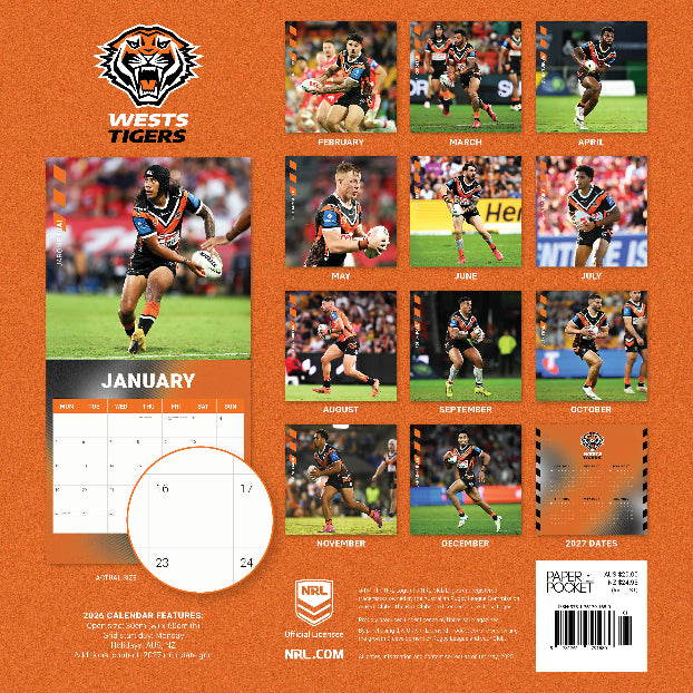 2026 Wests Tigers Calendar
