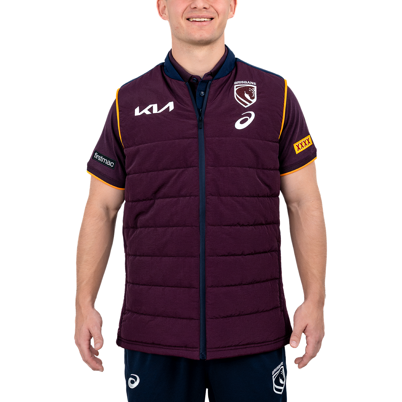 Brisbane Broncos 2026 Mens Players Puffer Vest