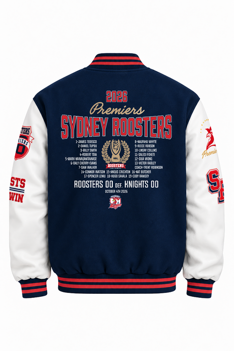 *PRE ORDER 18/12* Sydney Roosters 2026 Adults Premiers Varsity Jacket