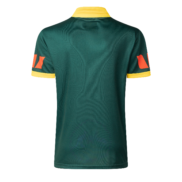 Green sports jersey with yellow accents