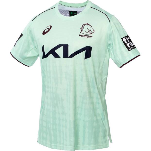 Brisbane Broncos 2025 Mens Players Training Shirt - Mint