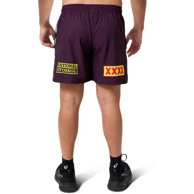 Brisbane Broncos 2025 Mens Players Training Shorts - Maroon