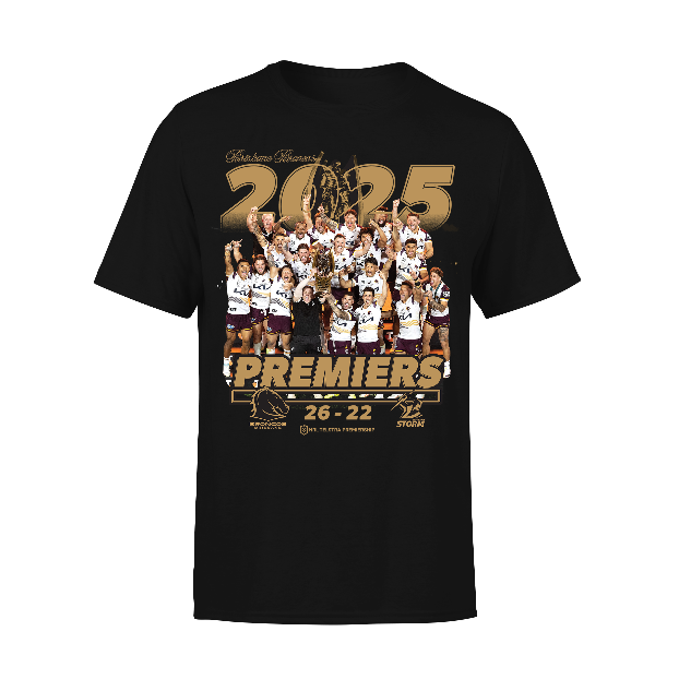 *PRE ORDER 10/10* Brisbane Broncos 2025 Adults Premiers Shirt - Team Photo