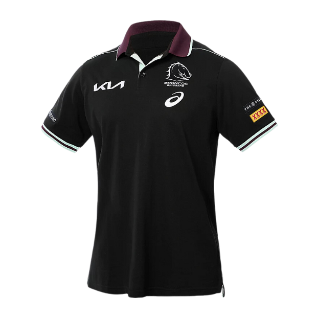 Brisbane Broncos 2025 Mens Players Team Polo - Black Front 100% polycotton knit
Embroidered chest logos
Sizes S - 5XL