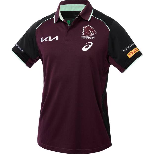 Brisbane Broncos 2025 Mens Players Training Polo - Maroon Front 100% polyester knit
Embroidered chest logos
Sizes S - 5XL