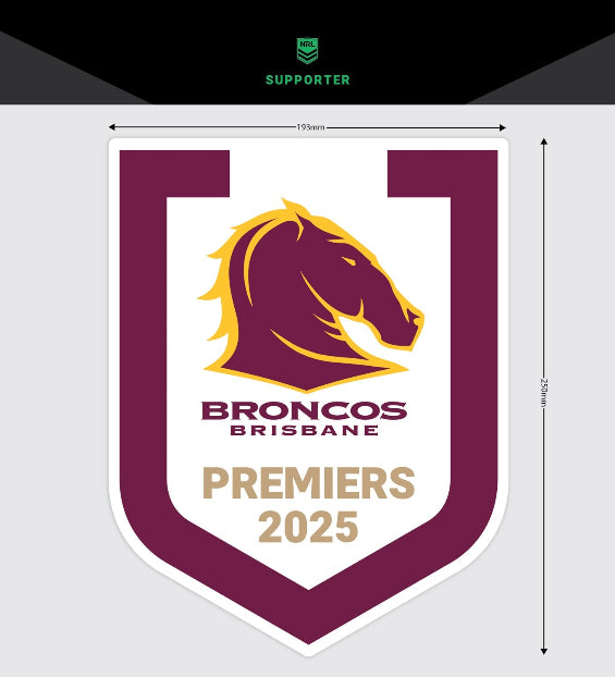 *PRE ORDER 13/10* Brisbane Broncos 2025 Premiers Car Logo Sticker - Mega