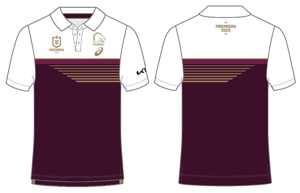 *PRE ORDER 8/12* Brisbane Broncos 2025 Premiers Mens Polo - Maroon