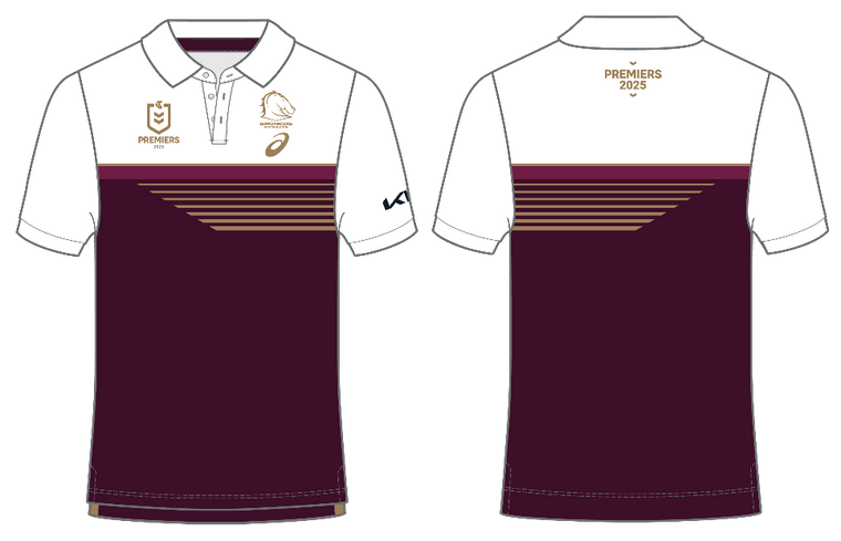 *PRE ORDER 8/12* Brisbane Broncos 2025 Premiers Mens Polo - Maroon