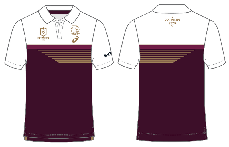 *PRE ORDER 8/12* Brisbane Broncos 2025 Premiers Mens Polo - Maroon
