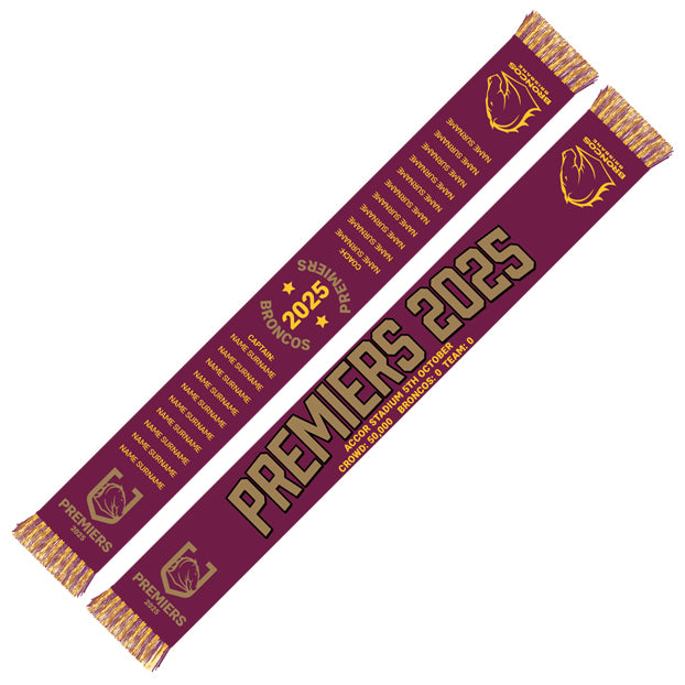 *PRE ORDER 3/11* Brisbane Broncos 2025 Premiers Scarf