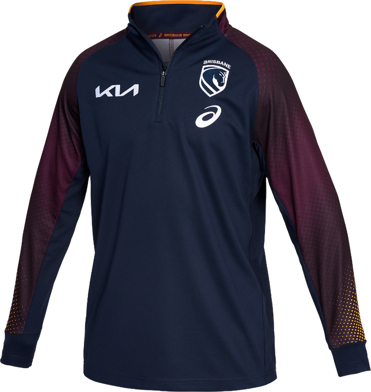 Brisbane Broncos 2026 Mens Players Warm Up Shirt - Long Sleeve