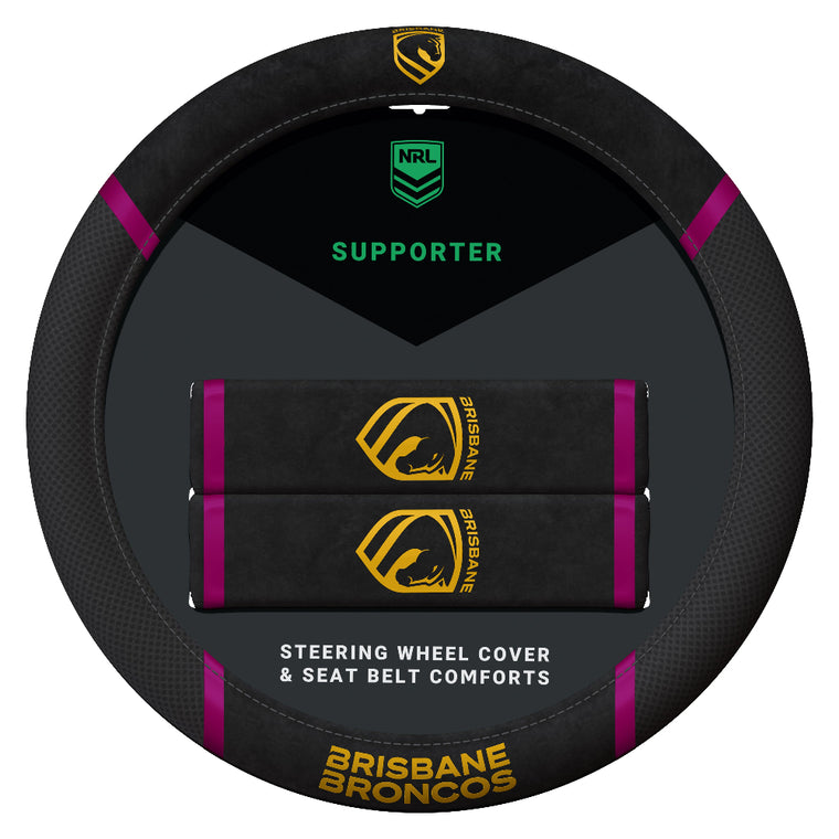 Brisbane Broncos Car Steering Wheel Set