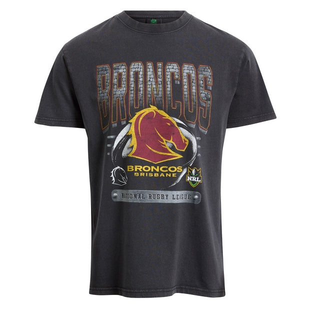 Black t-shirt with Broncos Brisbane rugby league logo