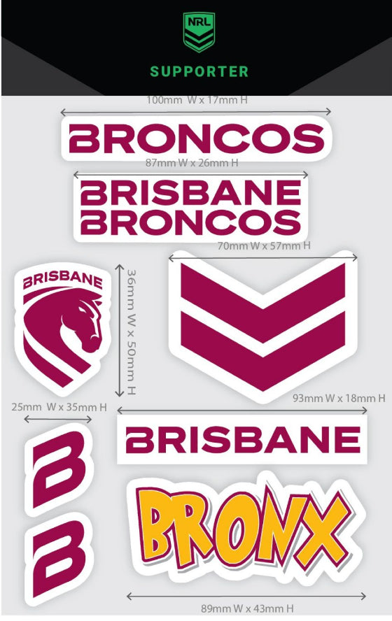 Brisbane Broncos Sticker Sheet - Wordmark