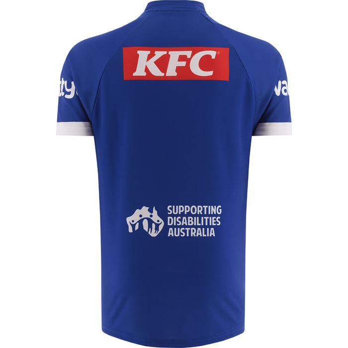 Blue sports jersey with KFC logo on the back, on a white background