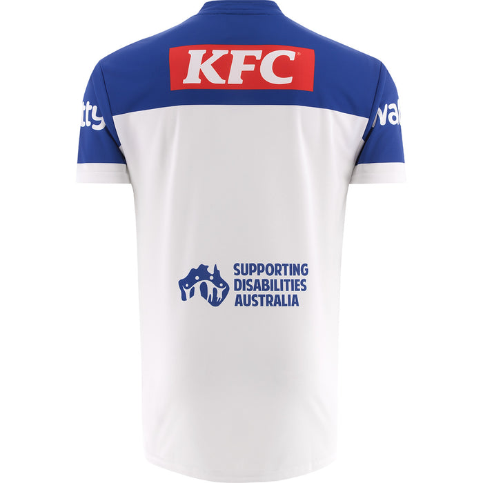Blue and white sports jersey with KFC logo on a white background