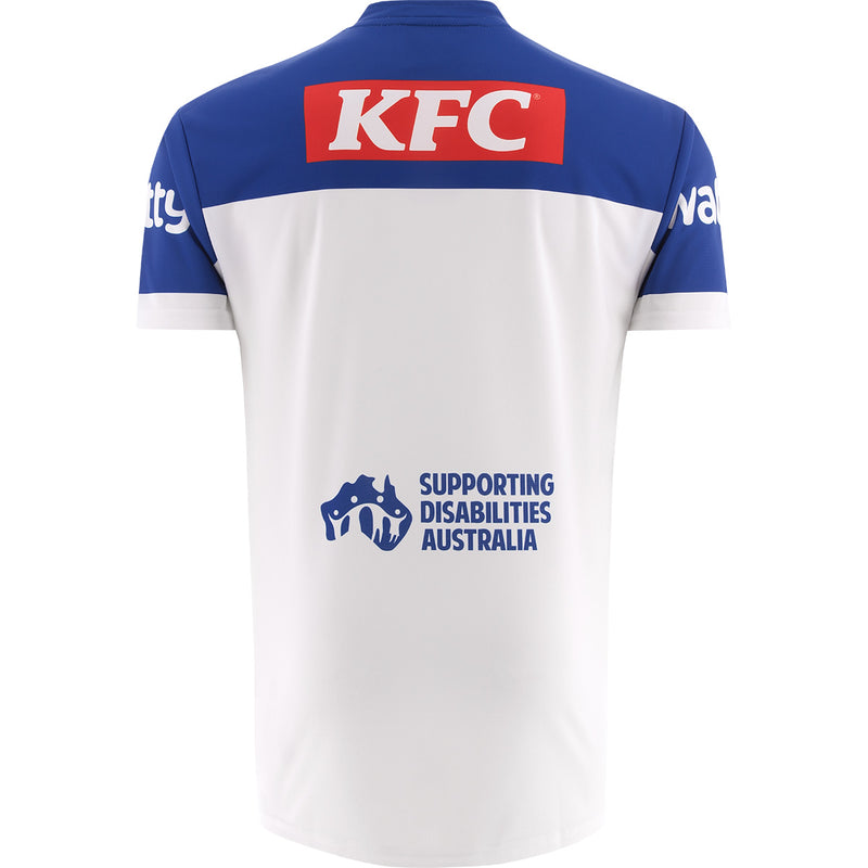 Blue and white sports jersey with KFC logo on a white background
