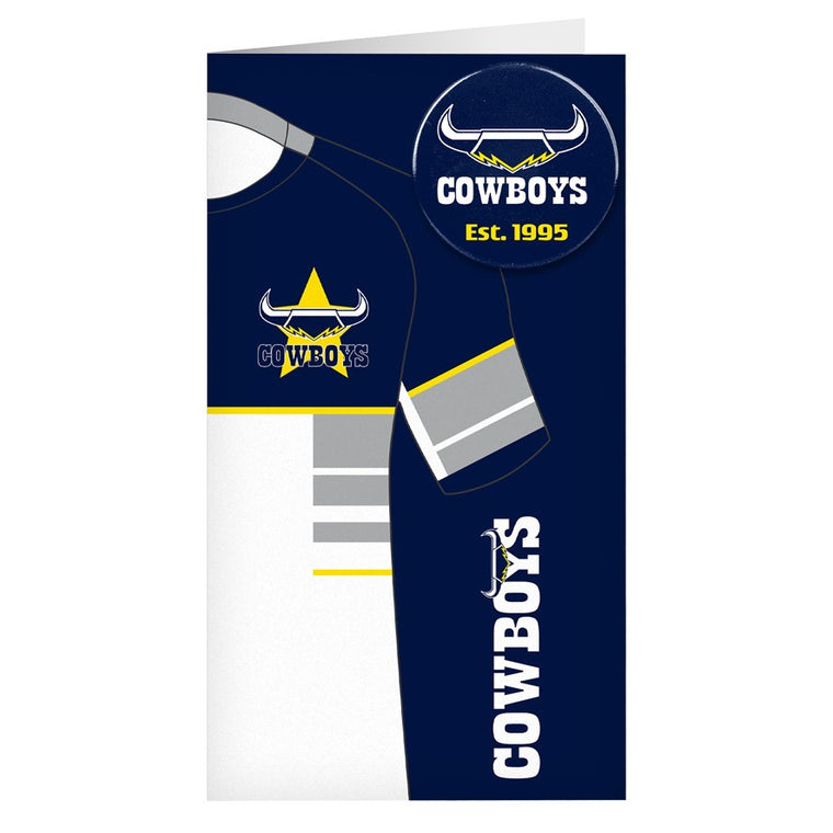 North Queensland Cowboys Birthday Card + Badge