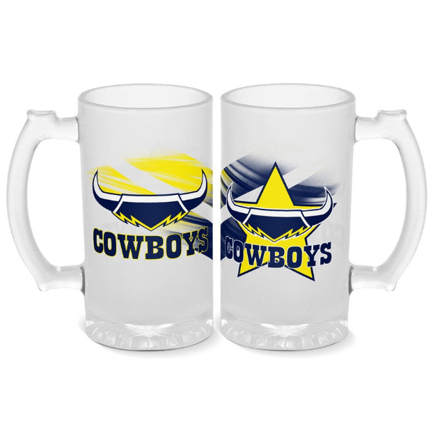 North Queensland Cowboys Frosted Stein Glass