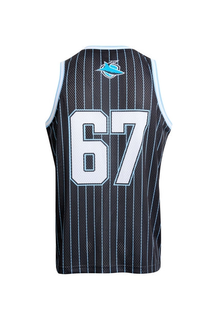 Black NRL Basketball singlet with number 67 on