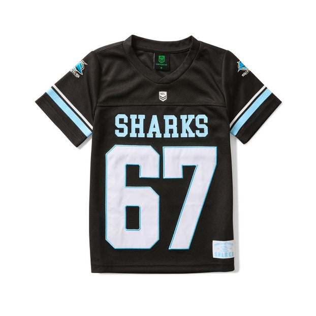 Black NRL Gridiron Jersey with Sharks logo