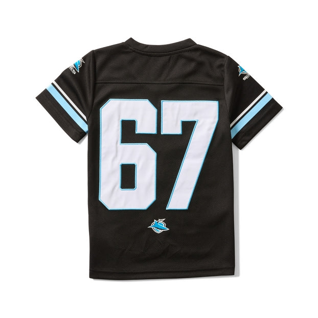 Black NRL Gridiron Jersey with 67 and Sharks logo