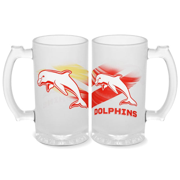 Dolphins Frosted Stein Glass