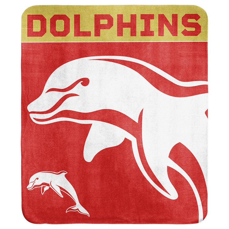 Dolphins Polar Fleece Throw Rug - Logo