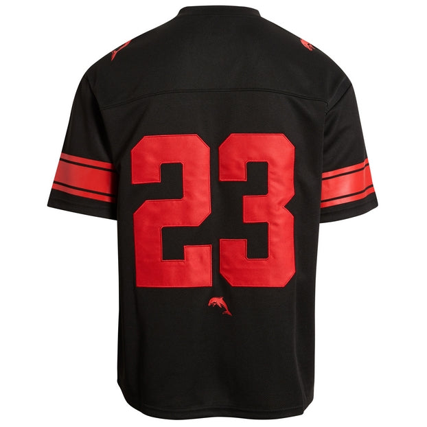 Black NRL gridiron jersey with red number 23 on