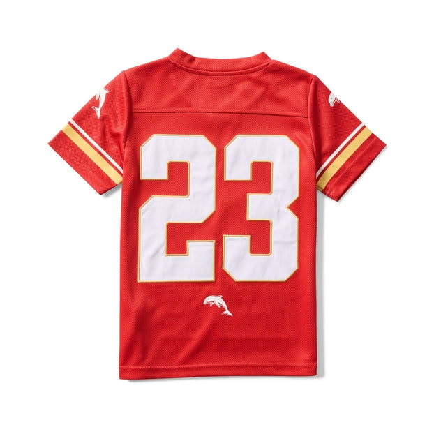 Red NRL Gridiron Jersey with 23 and Dolphins logo