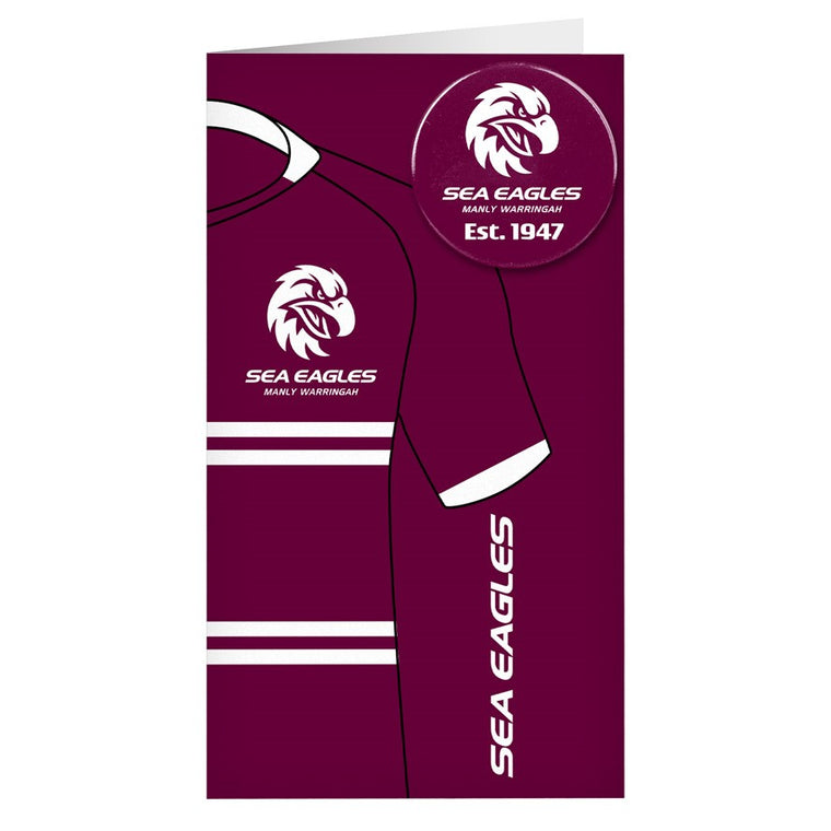 Manly Sea Eagles Birthday Card + Badge
