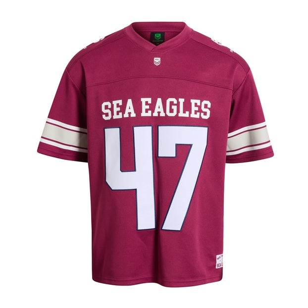 Maroon NRL gridiron jersey with 'Sea Eagles' and number '47'