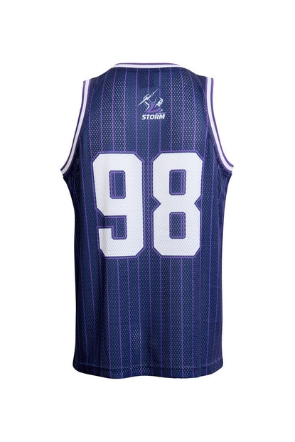 Navy blue NRL Basketball singlet with number 98 on