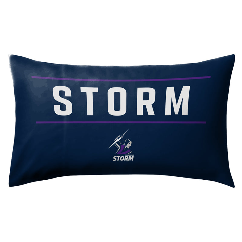 Navy pillowcase with 'STORM' text and logo