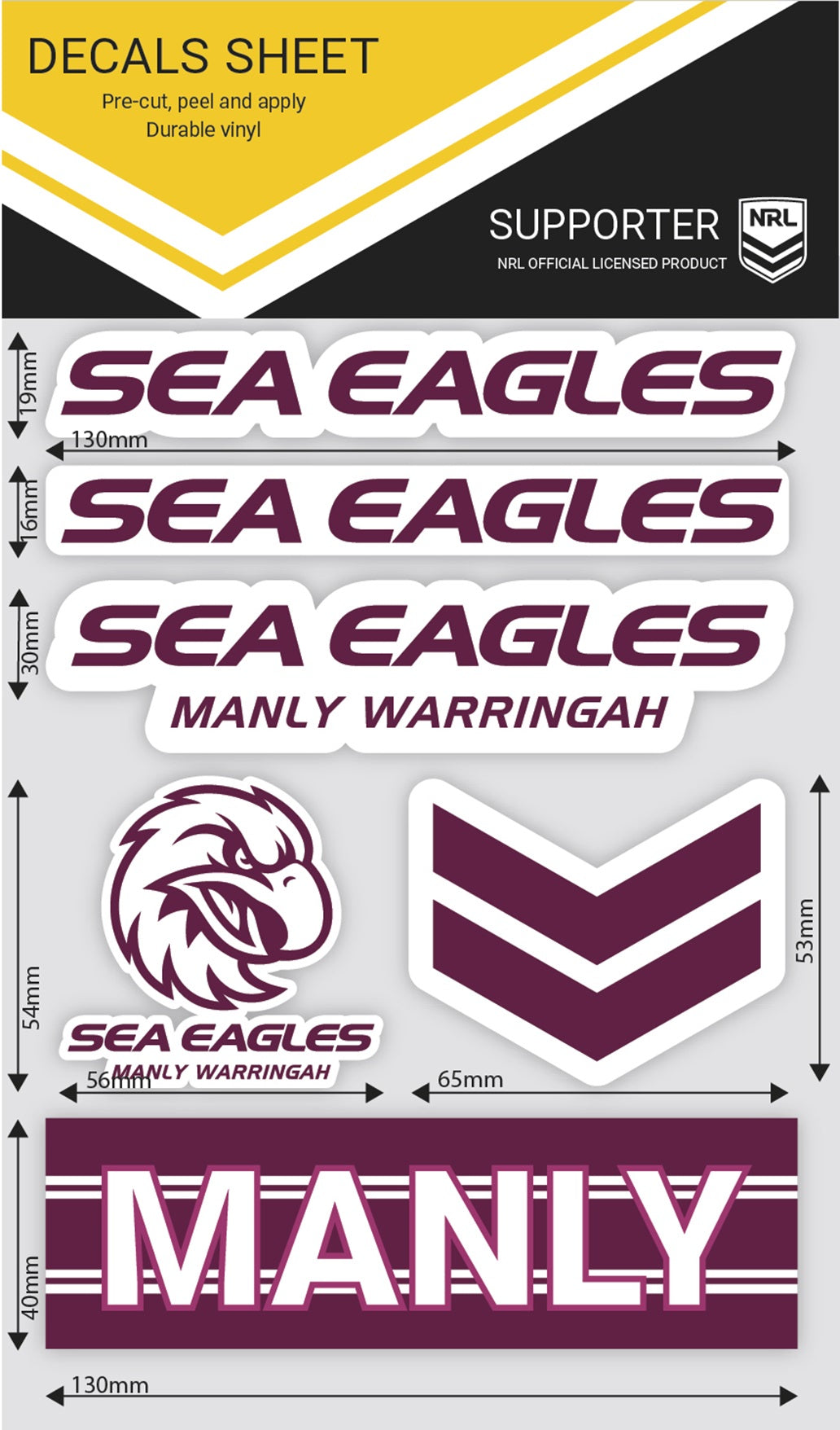 Manly Sea Eagles Sticker Sheet - Wordmark