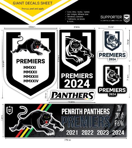 *PRE ORDER 11/10* Penrith Panthers 2024 Premiers Sticker Sheet