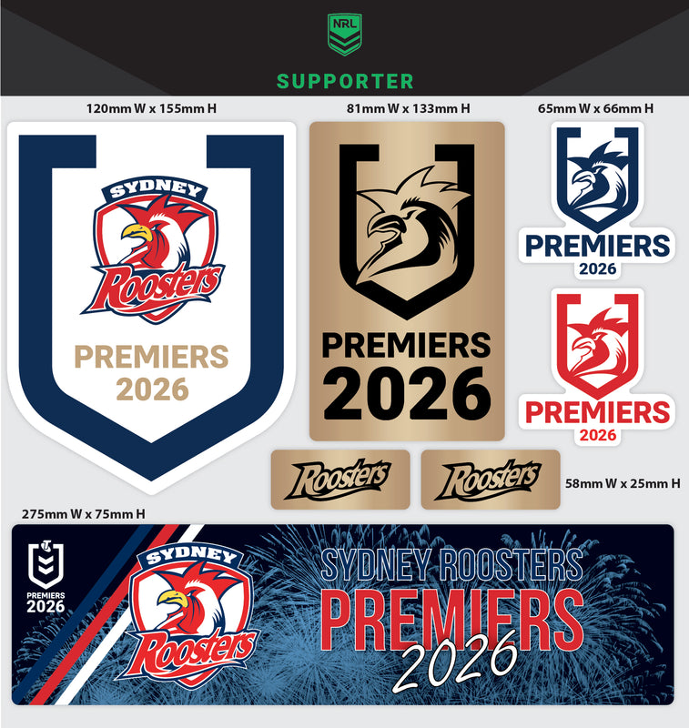 *PRE ORDER 12/10* Sydney Roosters 2026 Premiers Sticker Sheet