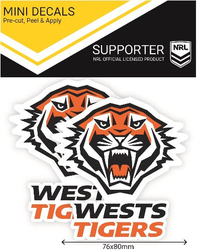 Wests Tigers Car Stickers Mini (2pk)