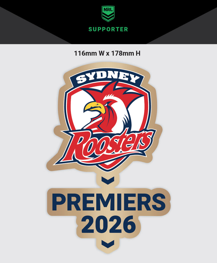 *PRE ORDER 12/10* Sydney Roosters 2026 Premiers Car Logo Sticker - Medium
