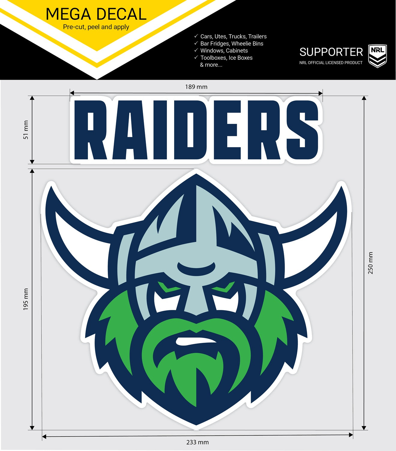 Canberra Raiders Car Logo Sticker - Mega